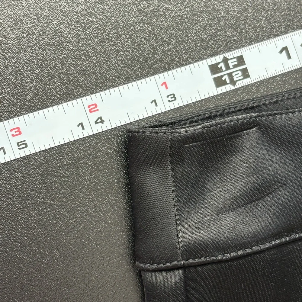 St. John Caviar Women Pants 2 Black Emma Satin Straight Leg Side Zip Luxury - Picture 11 of 15